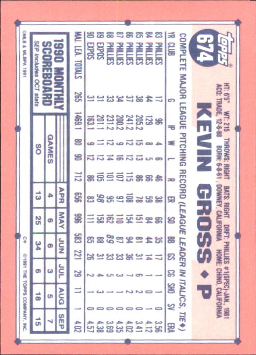 B6824- 1991 Topps Tiffany Baseball Card #s 601-792 -You Pick- 15+ FREE US SHIP - Picture 139 of 355