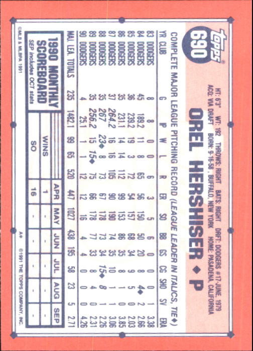 B6824- 1991 Topps Tiffany Baseball Card #s 601-792 -You Pick- 15+ FREE US SHIP - Picture 167 of 355