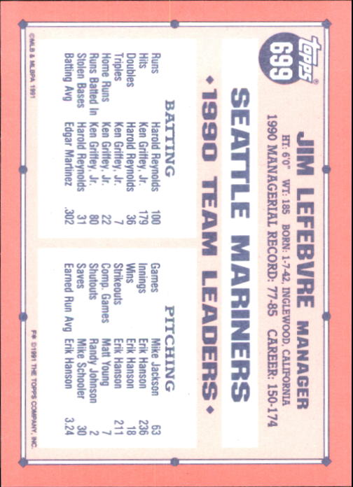 B6824- 1991 Topps Tiffany Baseball Card #s 601-792 -You Pick- 15+ FREE US SHIP - Picture 185 of 355