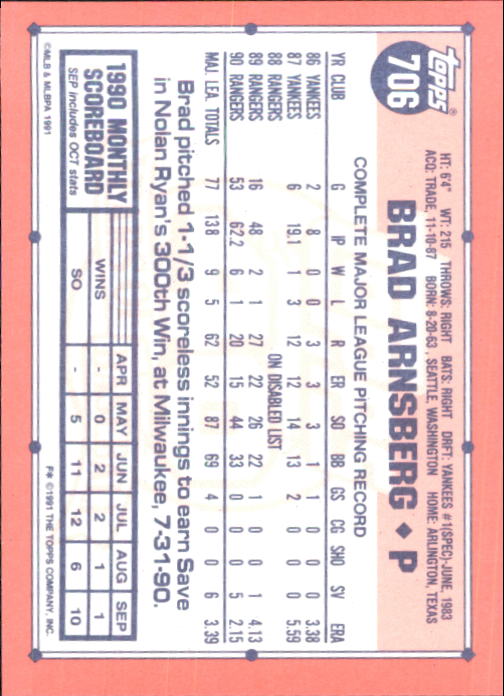 B6824- 1991 Topps Tiffany Baseball Card #s 601-792 -You Pick- 15+ FREE US SHIP - Picture 195 of 355
