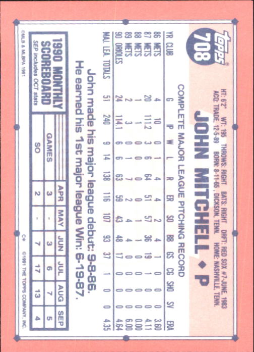B6824- 1991 Topps Tiffany Baseball Card #s 601-792 -You Pick- 15+ FREE US SHIP - Picture 199 of 355