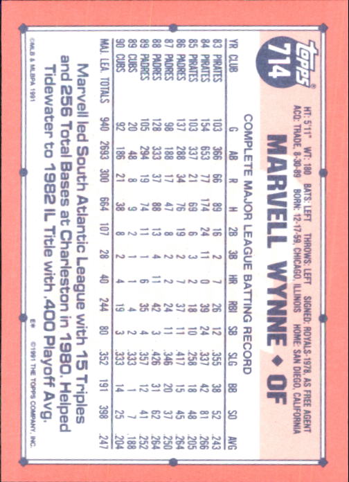 B6824- 1991 Topps Tiffany Baseball Card #s 601-792 -You Pick- 15+ FREE US SHIP - Picture 211 of 355