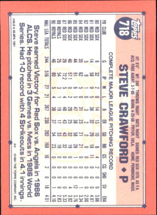 B6824- 1991 Topps Tiffany Baseball Card #s 601-792 -You Pick- 15+ FREE US SHIP - Picture 219 of 355