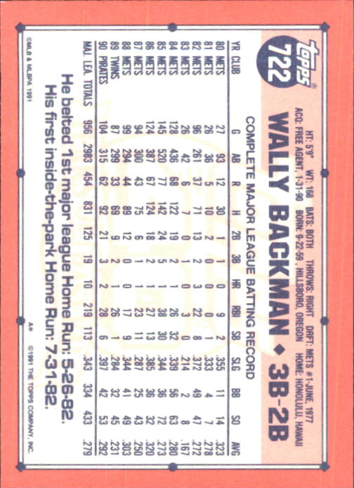 B6824- 1991 Topps Tiffany Baseball Card #s 601-792 -You Pick- 15+ FREE US SHIP - Picture 227 of 355