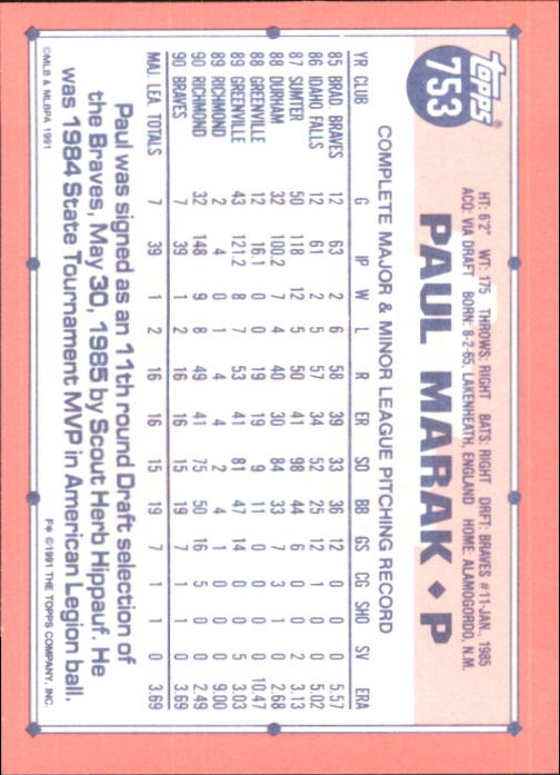 B6824- 1991 Topps Tiffany Baseball Card #s 601-792 -You Pick- 15+ FREE US SHIP - Picture 285 of 355