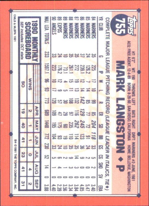 B6824- 1991 Topps Tiffany Baseball Card #s 601-792 -You Pick- 15+ FREE US SHIP - Picture 289 of 355