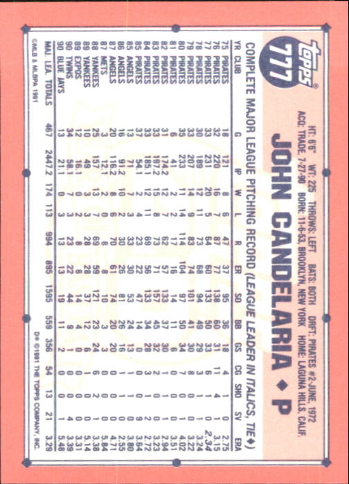 B6824- 1991 Topps Tiffany Baseball Card #s 601-792 -You Pick- 15+ FREE US SHIP - Picture 329 of 355