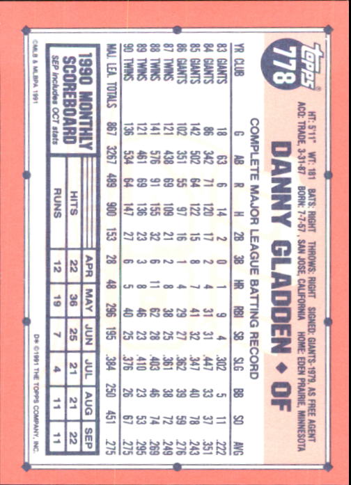 B6824- 1991 Topps Tiffany Baseball Card #s 601-792 -You Pick- 15+ FREE US SHIP - Picture 331 of 355