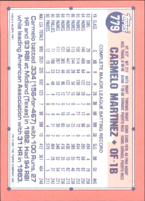 B6824- 1991 Topps Tiffany Baseball Card #s 601-792 -You Pick- 15+ FREE US SHIP - Picture 333 of 355