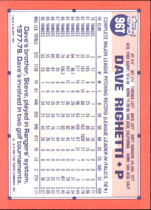 B1524- 1991 Topps Traded BB Karten 1-132 + Rookies -du Pick- 15 + Gratis US - Bild 189 von 261
