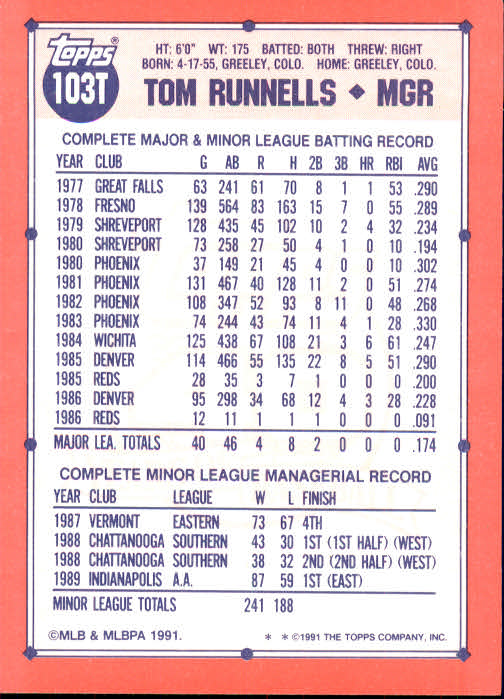 B1524- 1991 Topps Traded BB Karten 1-132 + Rookies -du Pick- 15 + Gratis US - Bild 203 von 261