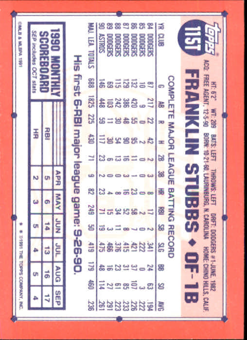 B1524- 1991 Topps Traded BB Karten 1-132 + Rookies -du Pick- 15 + Gratis US - Bild 227 von 261
