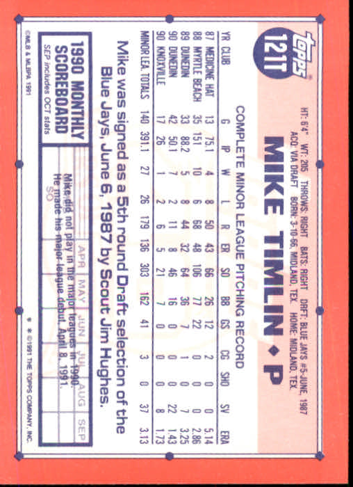 B1524- 1991 Topps Traded BB Karten 1-132 + Rookies -du Pick- 15 + Gratis US - Bild 239 von 261