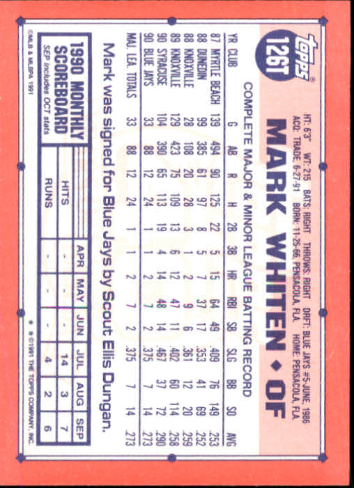 B1524- 1991 Topps Traded BB Karten 1-132 + Rookies -du Pick- 15 + Gratis US - Bild 249 von 261