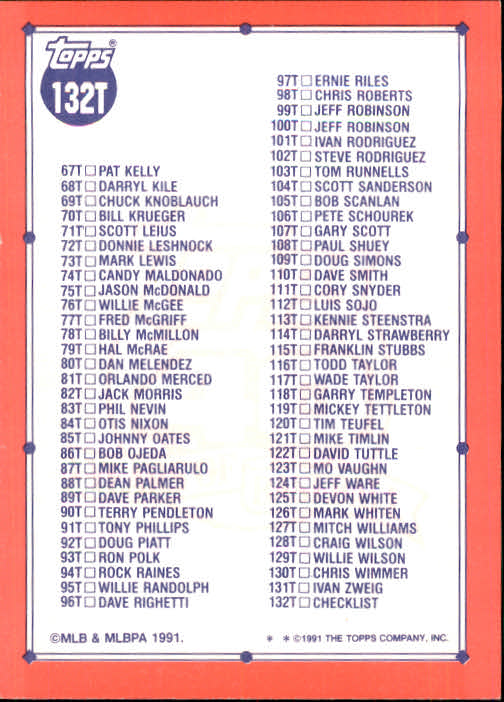 B1524- 1991 Topps Traded BB Karten 1-132 + Rookies -du Pick- 15 + Gratis US - Bild 261 von 261