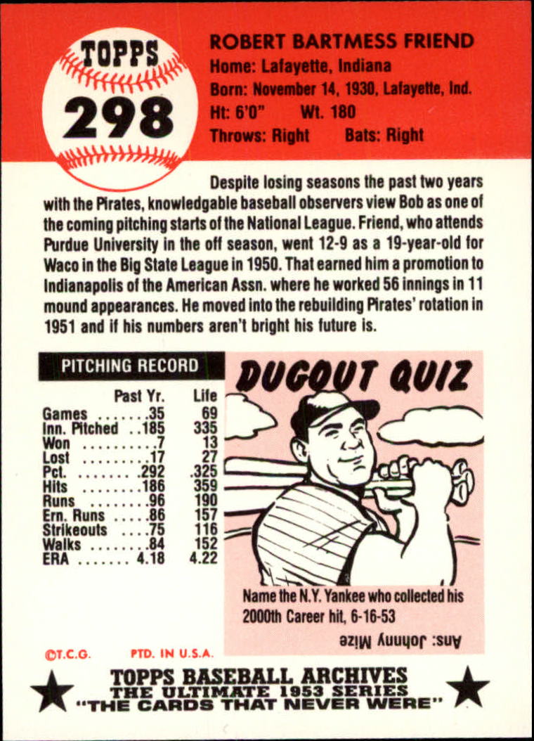 A1195- 1991 Topps Archive 1953 BB Karten 201-337 -du Pick- 15 + Gratis US Schiff - Bild 157 von 215