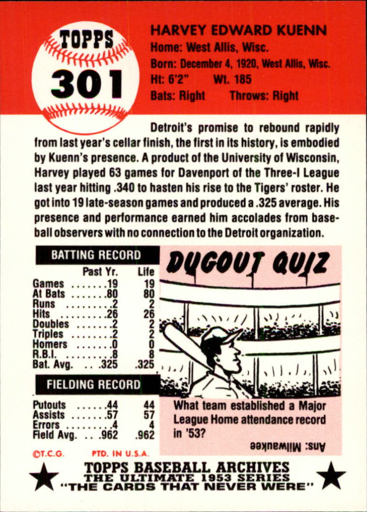 A1195- 1991 Topps Archive 1953 BB Karten 201-337 -du Pick- 15 + Gratis US Schiff - Bild 163 von 215