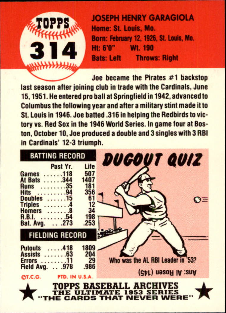 A1195- 1991 Topps Archive 1953 BB Karten 201-337 -du Pick- 15 + Gratis US Schiff - Bild 183 von 215