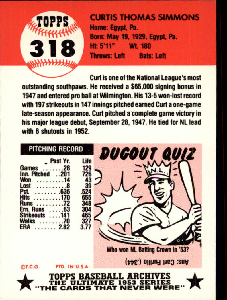 A1195- 1991 Topps Archive 1953 BB Karten 201-337 -du Pick- 15 + Gratis US Schiff - Bild 191 von 215