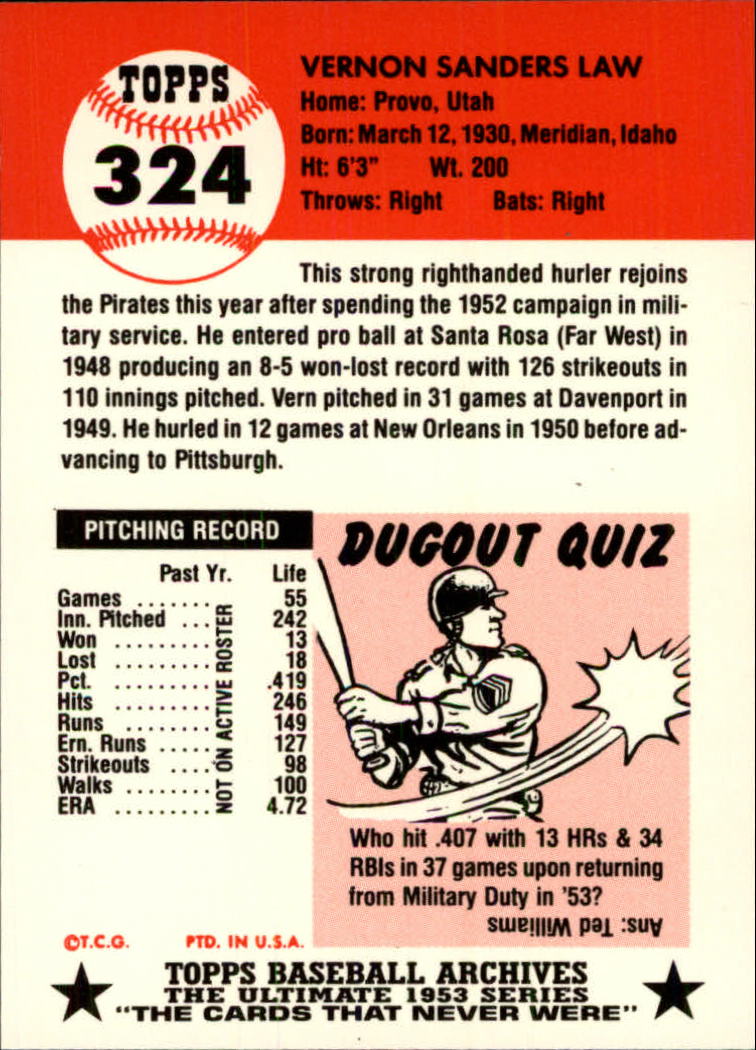 A1195- 1991 Topps Archive 1953 BB Karten 201-337 -du Pick- 15 + Gratis US Schiff - Bild 203 von 215