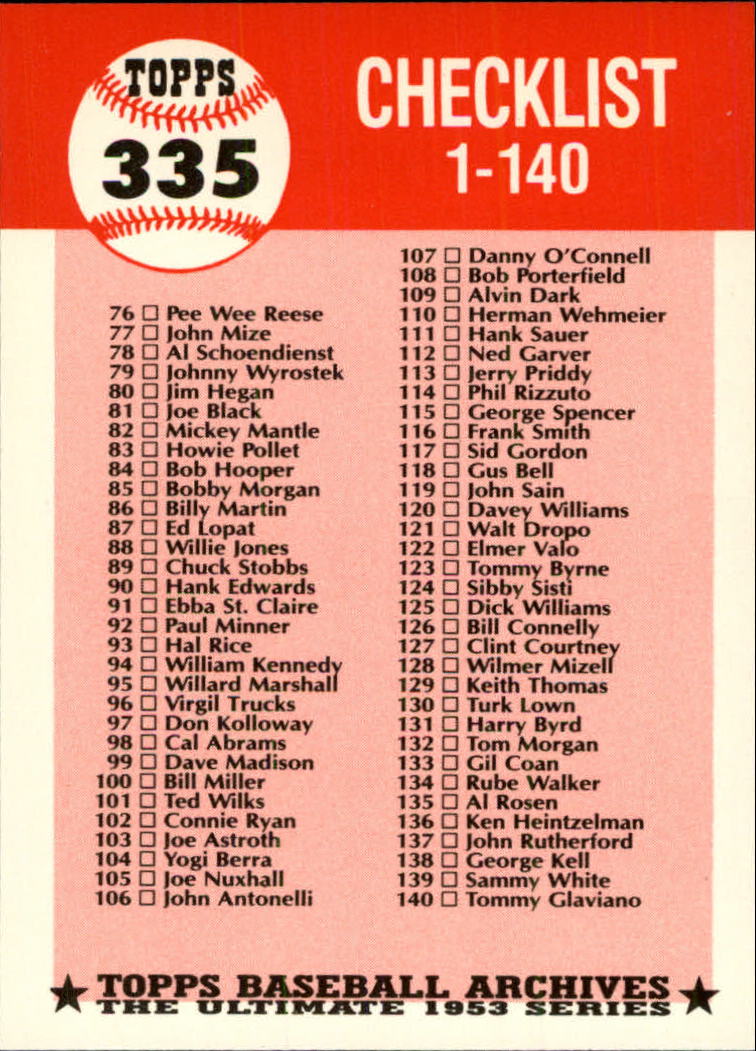 A1195- 1991 Topps Archive 1953 BB Karten 201-337 -du Pick- 15 + Gratis US Schiff - Bild 213 von 215