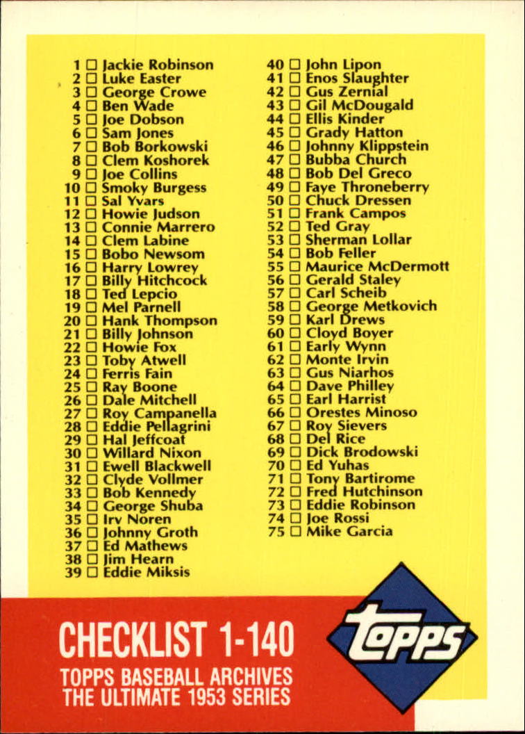 A1195- 1991 Topps Archive 1953 BB Karten 201-337 -du Pick- 15 + Gratis US Schiff - Bild 212 von 215