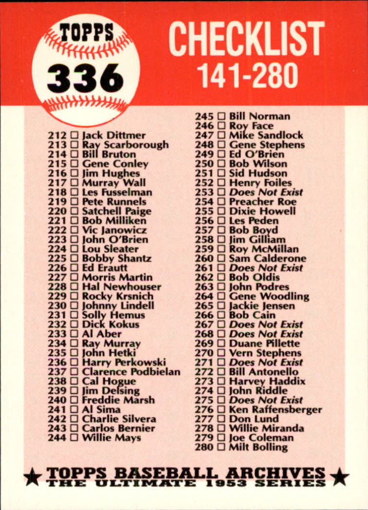 A1195- 1991 Topps Archive 1953 BB Karten 201-337 -du Pick- 15 + Gratis US Schiff - Bild 215 von 215