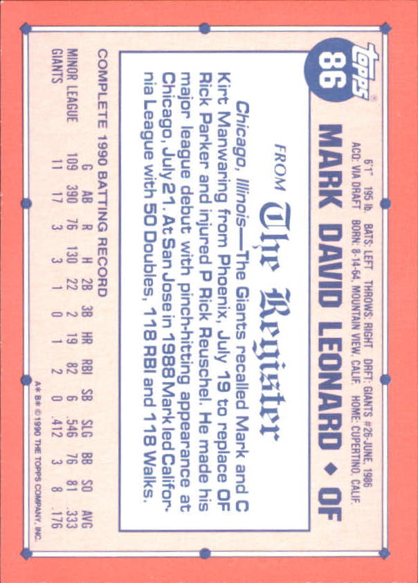 1991 Topps Debut '90 Baseball (Pick Card From List) C66 10-24 - Picture 109 of 209