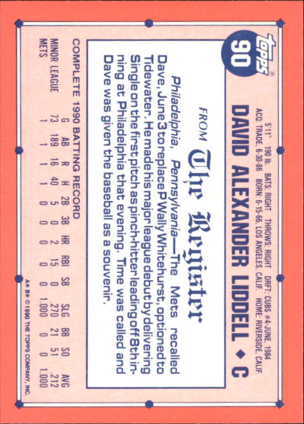 1991 Topps Debut '90 Baseball (Pick Card From List) C66 10-24 - Picture 113 of 209