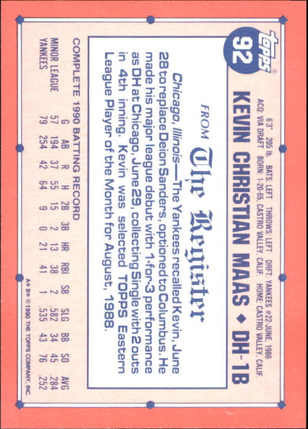 1991 Topps Debut '90 Baseball (Pick Card From List) C66 10-24 - Picture 115 of 209