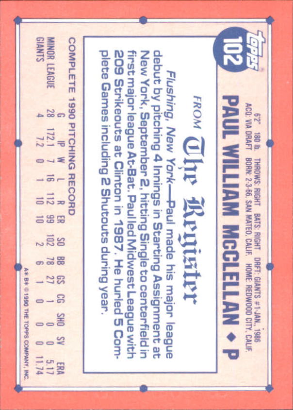 1991 Topps Debut '90 Baseball (Pick Card From List) C66 10-24 - Picture 127 of 209