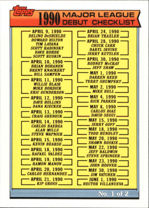 1991 Topps Debut '90 Baseball (Pick Card From List) C66 10-24 - Picture 208 of 209