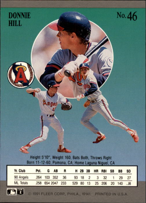 1991 Ultra #46 Donnie Hill back image