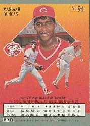 1991 Ultra #94 Mariano Duncan UER/Right back photo/is Billy Hatcher back image