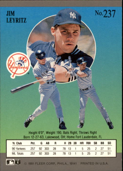 B2189- 1991 Ultra Baseball Card #s 1-250 +Rookies -You Pick- 15+ FREE US SHIP - Picture 471 of 495
