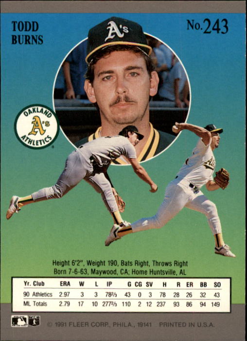 B2189- 1991 Ultra Baseball Card #s 1-250 +Rookies -You Pick- 15+ FREE US SHIP - Picture 481 of 495