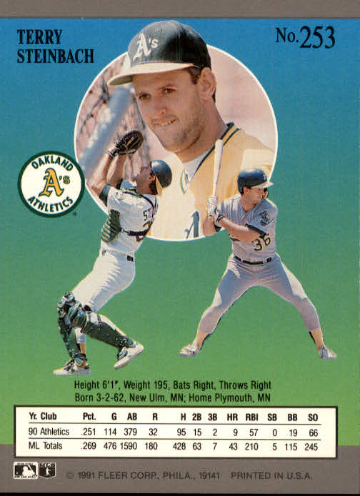 1991 Ultra #253 Terry Steinbach back image