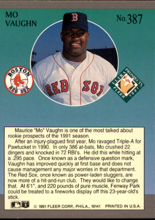 1991 Ultra #387 Mo Vaughn MLP back image