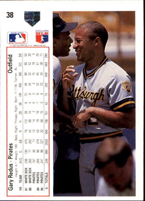 1991 Upper Deck #38 Gary Redus back image