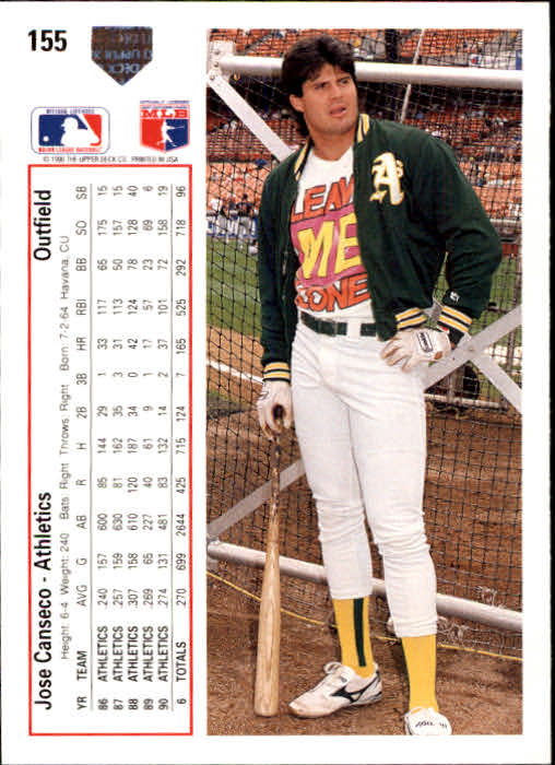 1991 Upper Deck #155 Jose Canseco back image