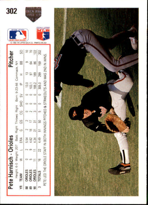 1991 Upper Deck #302 Pete Harnisch back image