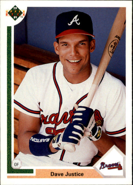 Fleer '90 David Justice (Braves) Near Mint Baseball Card