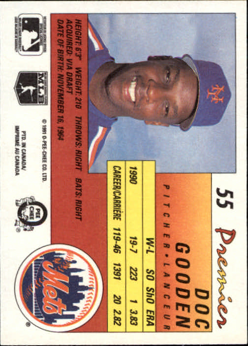 1991 O-Pee-Chee Premier #55 Dwight Gooden back image