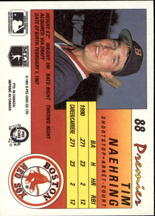 1991 O-Pee-Chee Premier #88 Tim Naehring back image