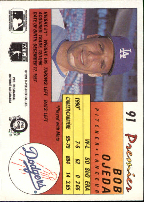 A4831- 1991 O-Pee-Chee Premier Baseball #s 1-132 -You Pick- 15+ FREE US SHIP - Picture 175 of 251
