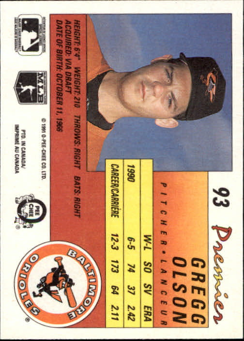 A4831- 1991 O-Pee-Chee Premier Baseball #s 1-132 -You Pick- 15+ FREE US SHIP - Picture 179 of 251