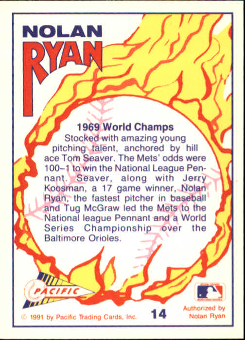 1991 Pacific Ryan Texas Express I #14 Nolan Ryan/The Amazin' Mets back image