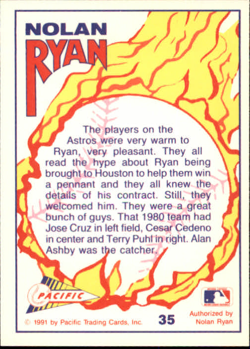 1991 Pacific Ryan Texas Express I #35 Nolan Ryan/Joins Astros back image