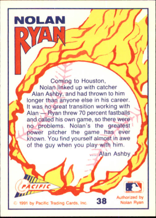 1991 Pacific Ryan Texas Express I #38 Nolan Ryan/The Game's Greatest/Power Pitcher back image