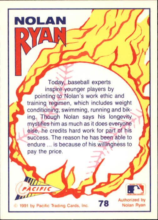 1991 Pacific Ryan Texas Express I #78 Nolan Ryan/Running the Steps back image